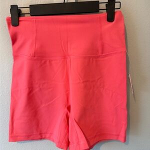 FP Movement by Free People Neon Coral High-Waist Bike Shorts